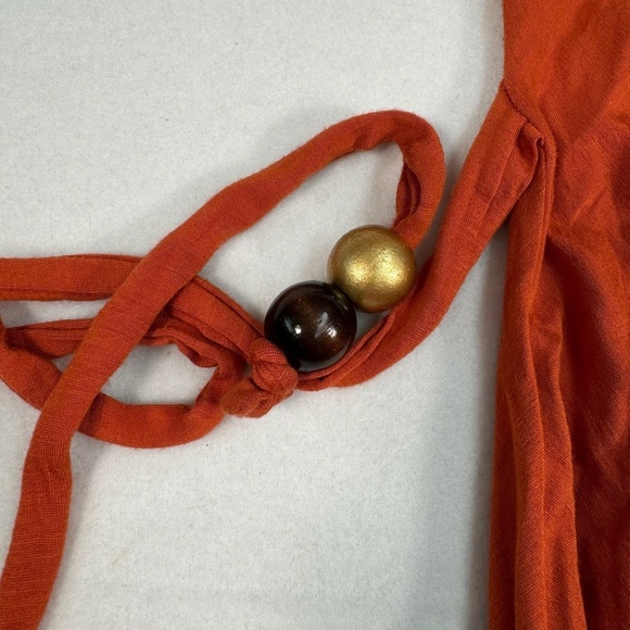 Tricia Fix Boho Flowy Sleeveless Maxi Dress Womens Size XS Belted Beads - Picture 7 of 9